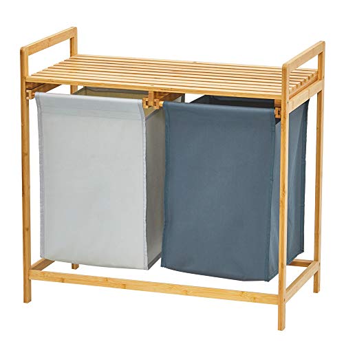 WORTHYEAH Bamboo Laundry Hamper and Shelf