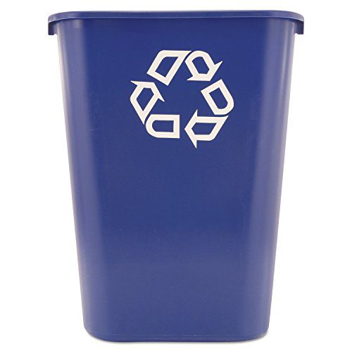Blue Plastic Resin Deskside Recycling Can, 10 Gallon