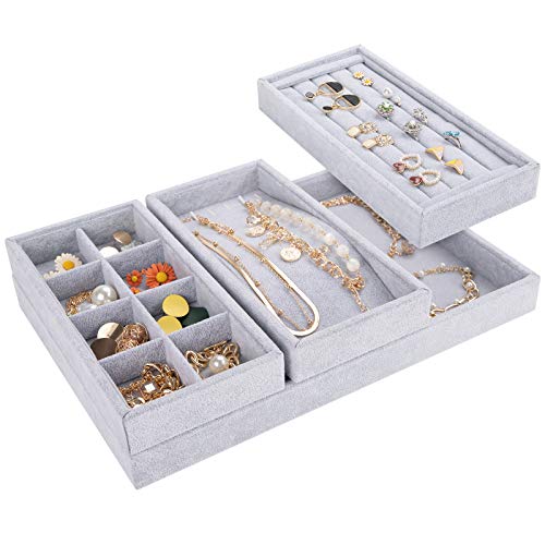 Mebbay Drawer Organizer 4 in One Stackable Jewelry Trays
