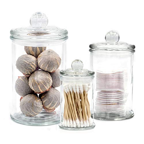Mini Glass Apothecary Jars, Bathroom Storage Organizer Canisters