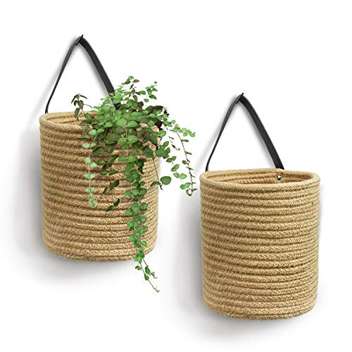 Goodpick 2pack Jute Hanging Basket - 7.87" x 7" Small Woven Fern