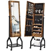 CHARMAID Industrial Jewelry Armoire with Full Length Mirror