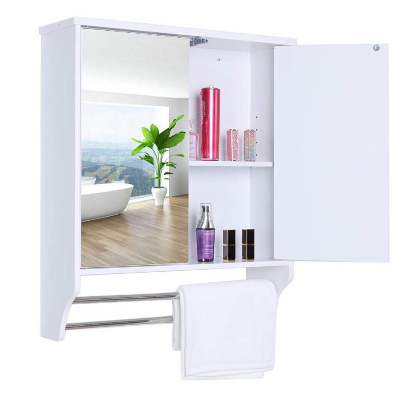 Wall Mounted Bathroom Cabinet with 2 Rimless Mirror Door