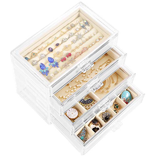 Acrylic Jewelry Box with 4 Drawers