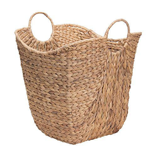 Household Essentials Tall Water Hyacinth Wicker Basket with Handles