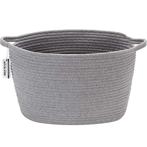 Sea Team Oval Cotton Rope Woven Storage Basket with Handles