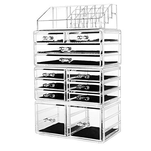 HBlife Makeup Organizer Acrylic Cosmetic Storage Drawers and Jewelry Display