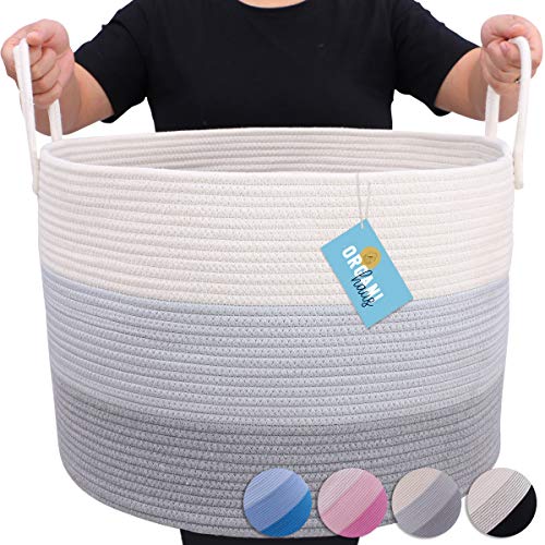 Blanket Storage Basket with Long Handles Extra Large Baskets