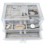Acrylic Jewelry Box 3 Drawers, Velvet Jewellery Organizer
