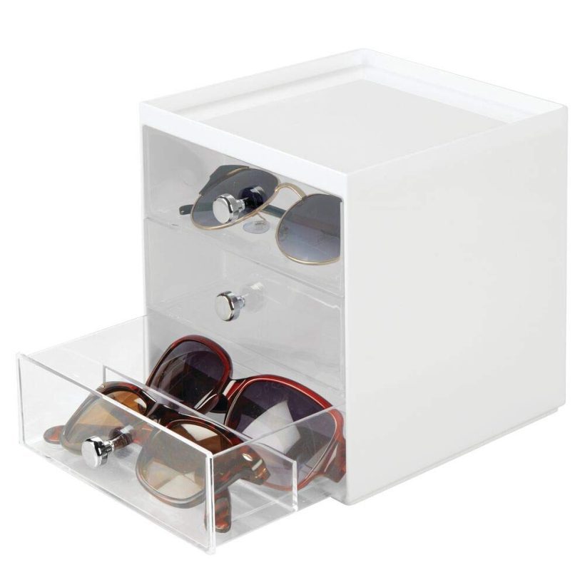 mDesign Stackable Plastic Eye Glass Storage Organizer Box Holder for Sunglasses