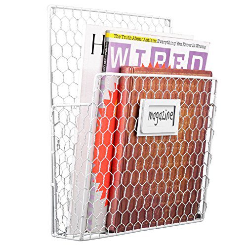 Chicken Wire Wall-Mounted Metal Magazine Organizer Basket