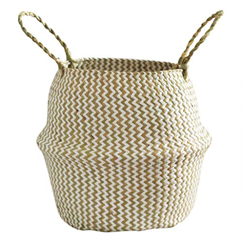 BXzhiri Seagrass Wicker Basket Flower Pot Folding Basket