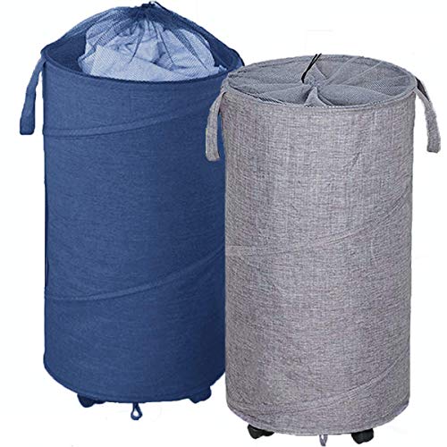 Newest ZYMEO 2 Pack Collapsible Laundry Basket with Wheels