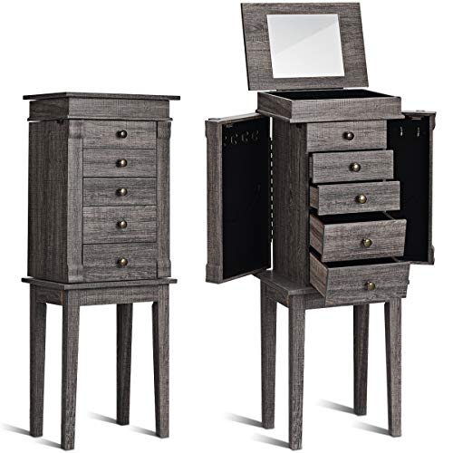 Standing Jewelry Armoire with Mirror Jewelry Cabinet