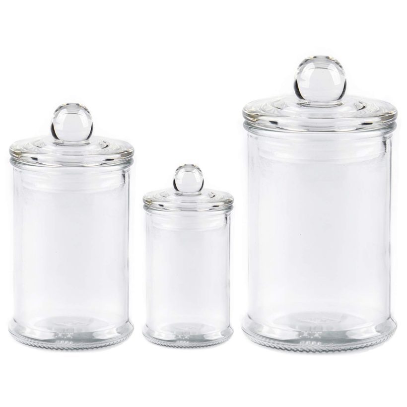 BestChanceU Mini Glass Apothecary Jars, Bathroom Storage Organizer