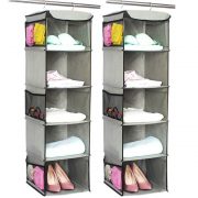 Hanging Shelves with 6 Side Pockets for Clothes Storage