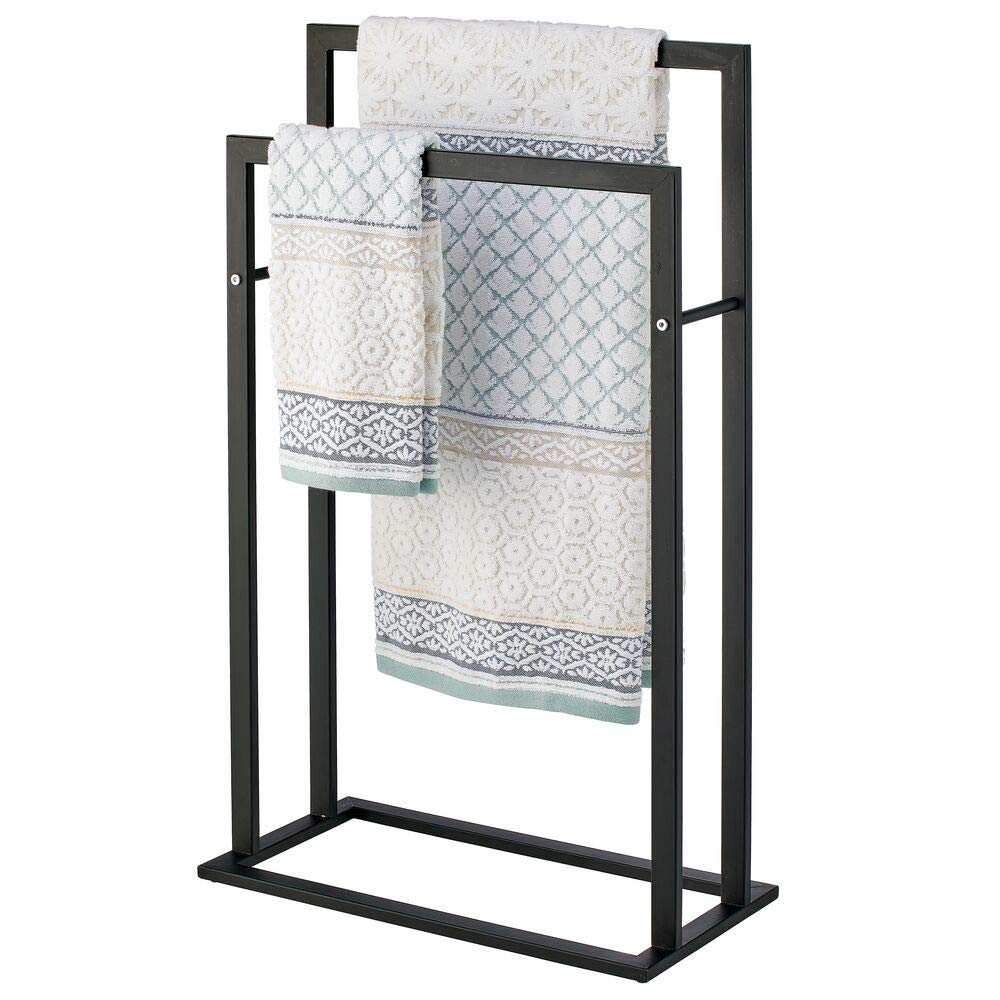 mDesign Tall Modern Metal Freestanding Towel Rack Holder