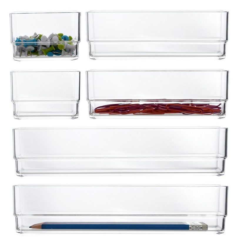 Clear Plastic Vanity and Desk Drawer Organizers