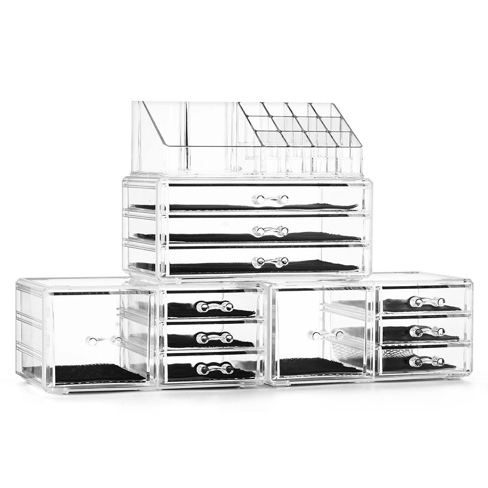 Felicite Home Acrylic Jewelry and Cosmetic Storage Boxes Makeup Organizer Set