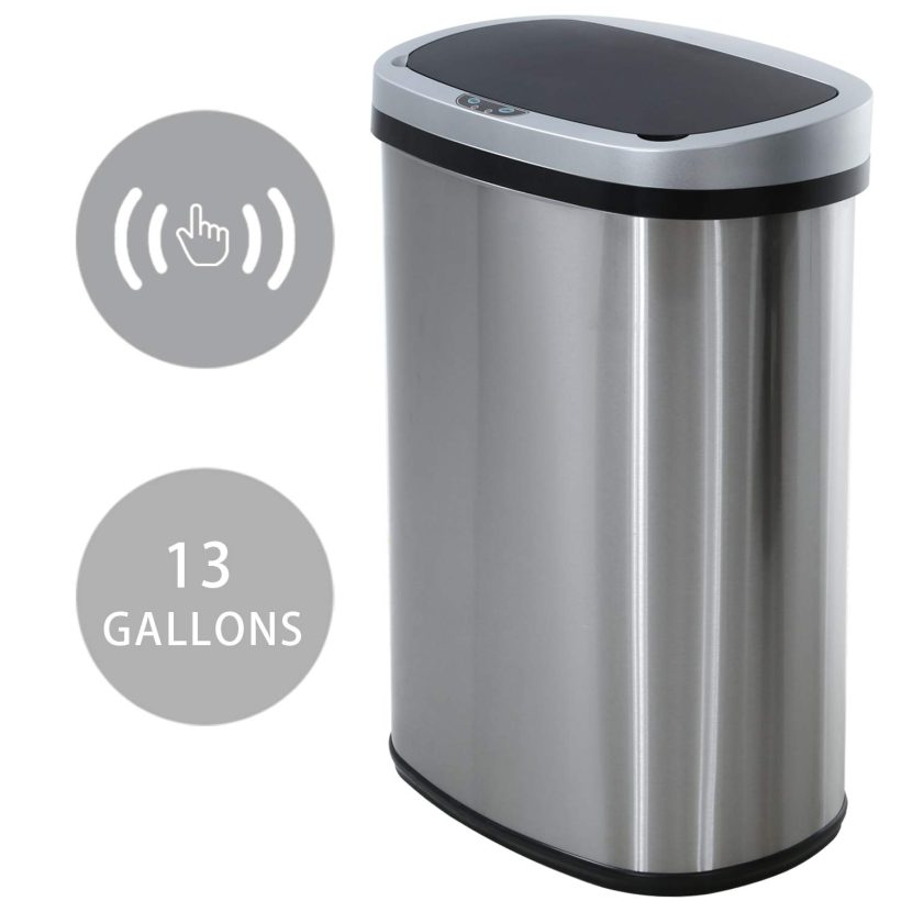 Waste Bin Mute Metal Garbage Can with Lid Stainless Steel