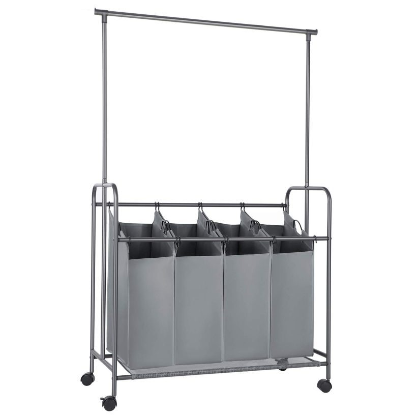 Rolling Laundry Cart with Hanging Bar