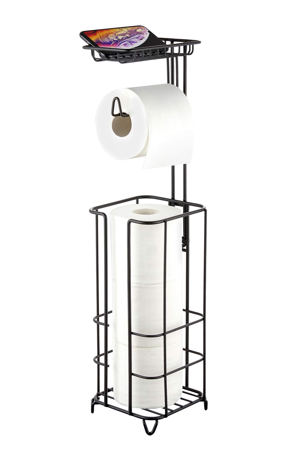 zccz Toilet Paper Holder Stand with Reserve, Free Standing Toilet Roll