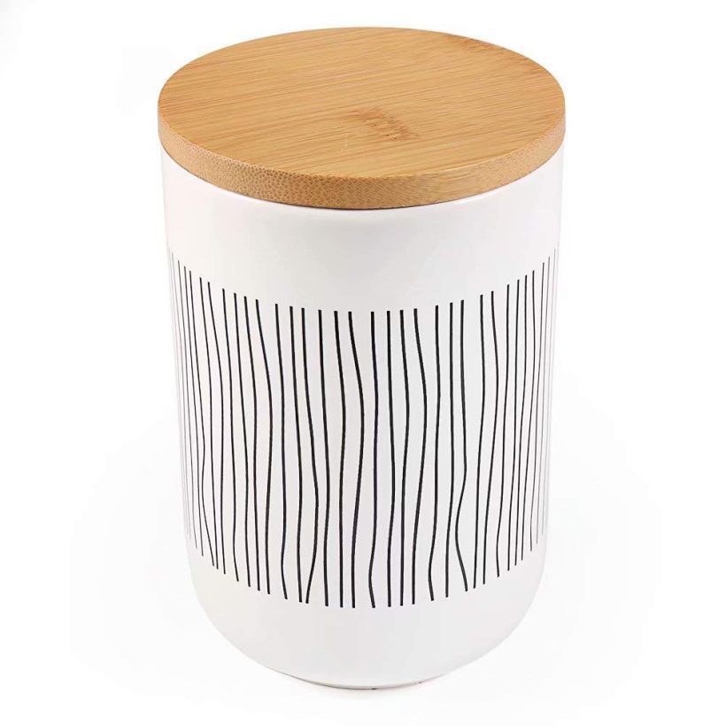 Ceramic Food Storage Canister with Airtight Wooden Lid