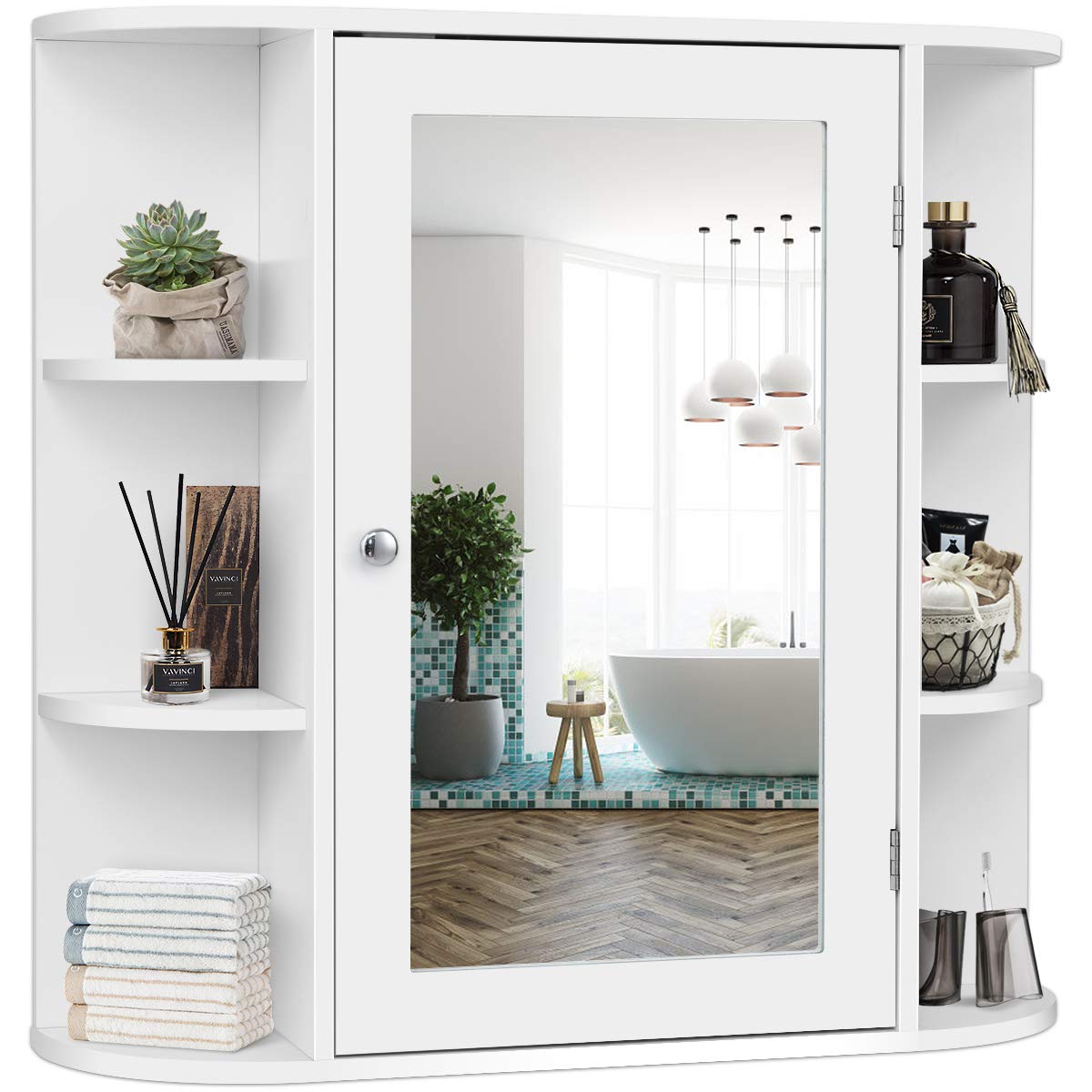 Single Door Wall Mounted Medicine Cabinet with Mirror