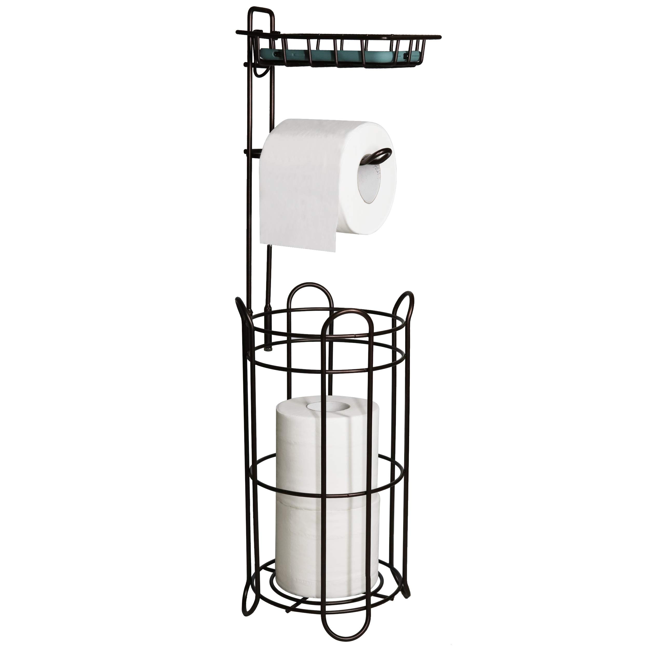 FORUP Freestanding Metal Toilet Paper Roll Holder Stand and Dispenser