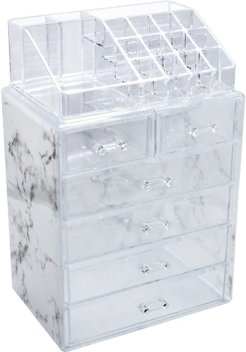 Marble Cosmetic Makeup and Jewelry Storage Case Display