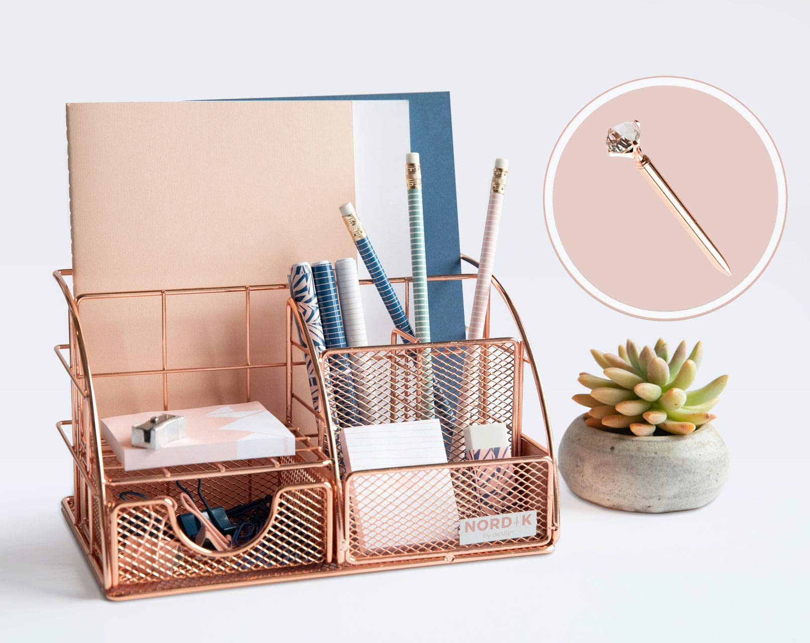 Rose Gold Desk Organizer and Storage for Your Accessories