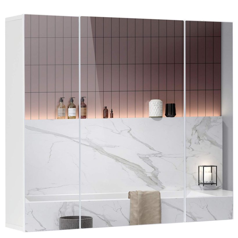 Bathroom Mirror Cabinet with 3-Adjustable Shelves