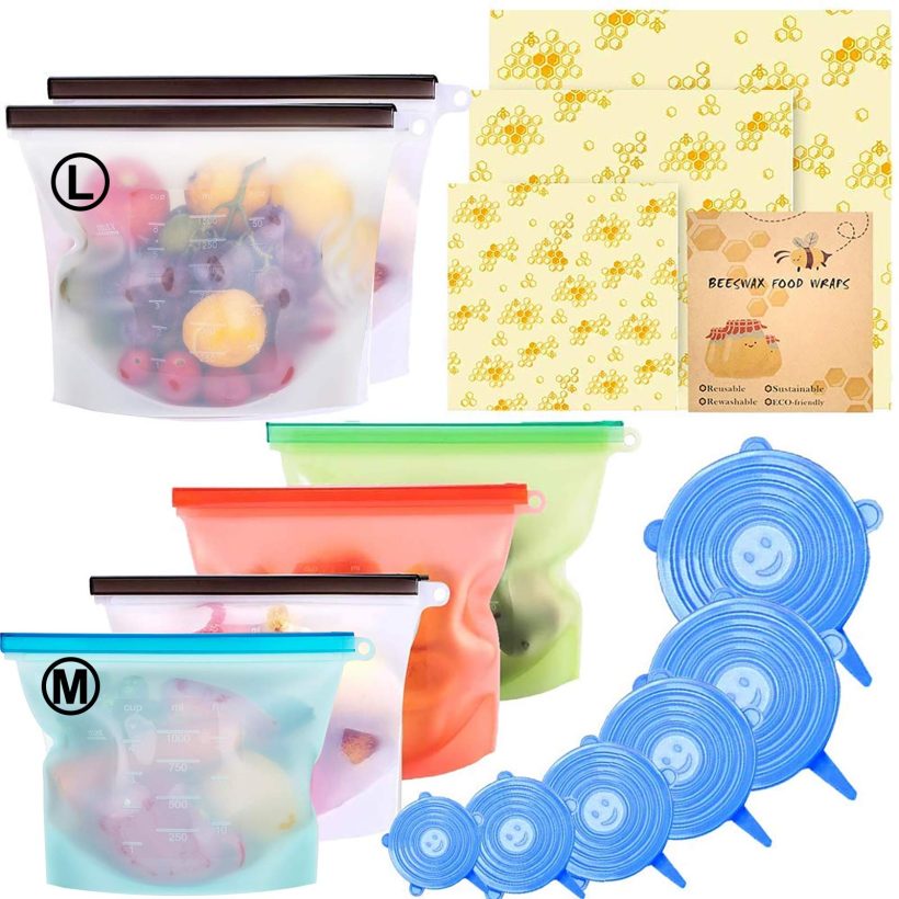 Beeswax Wrap & Silicone Food Storage Bag & Silicone Stretch Lids