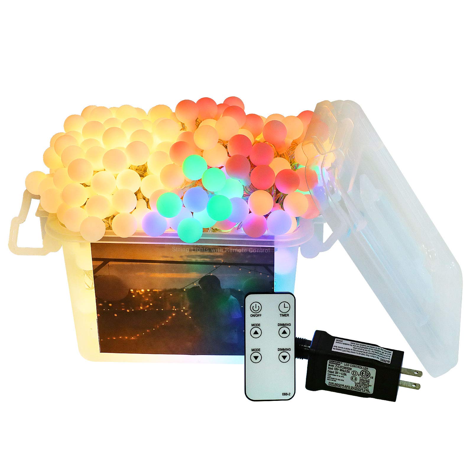 Outdoor String Lights, Globe Color Changing Christmas Lights