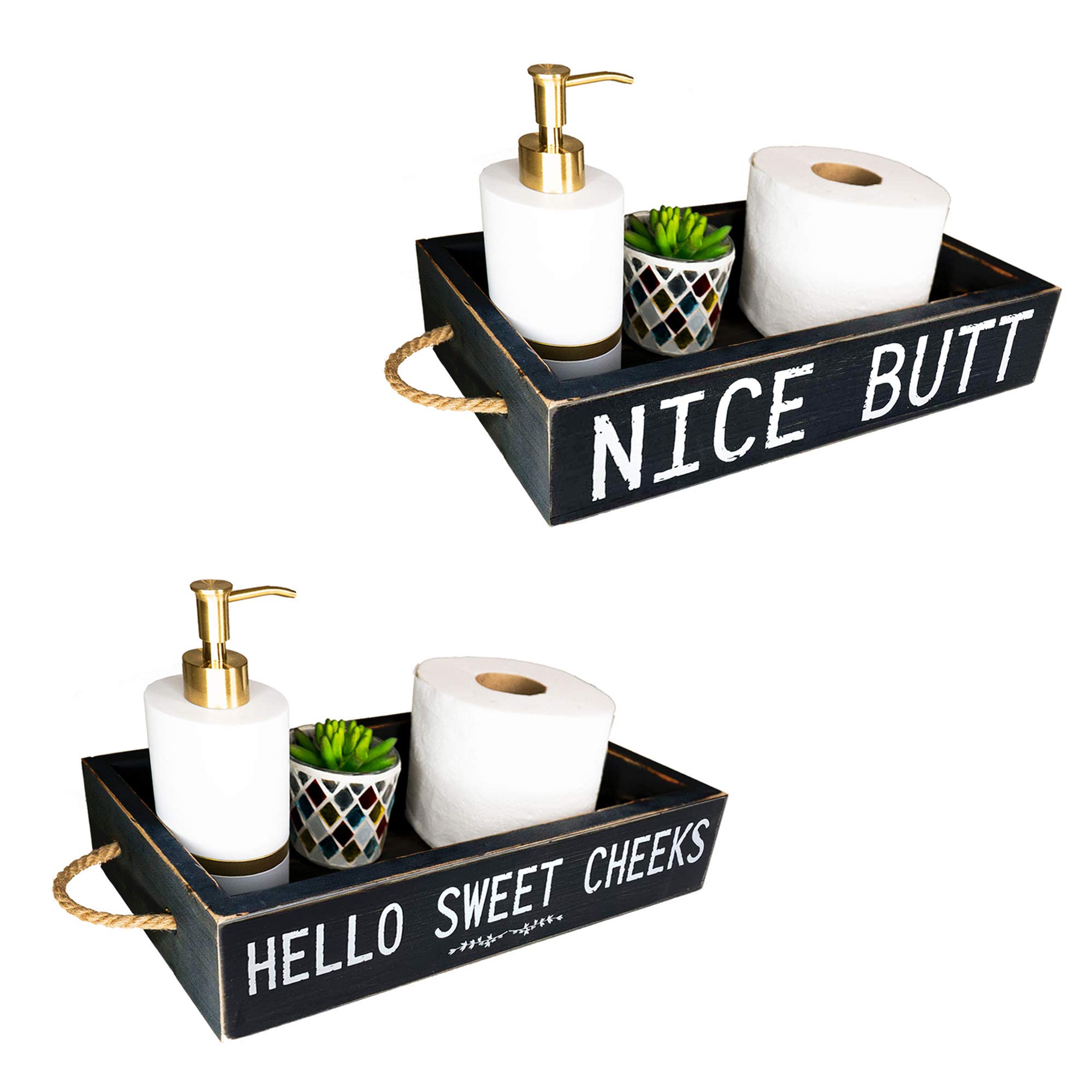 Nice Butt Bathroom Decor Box, 2 Sides with Funny Sayings