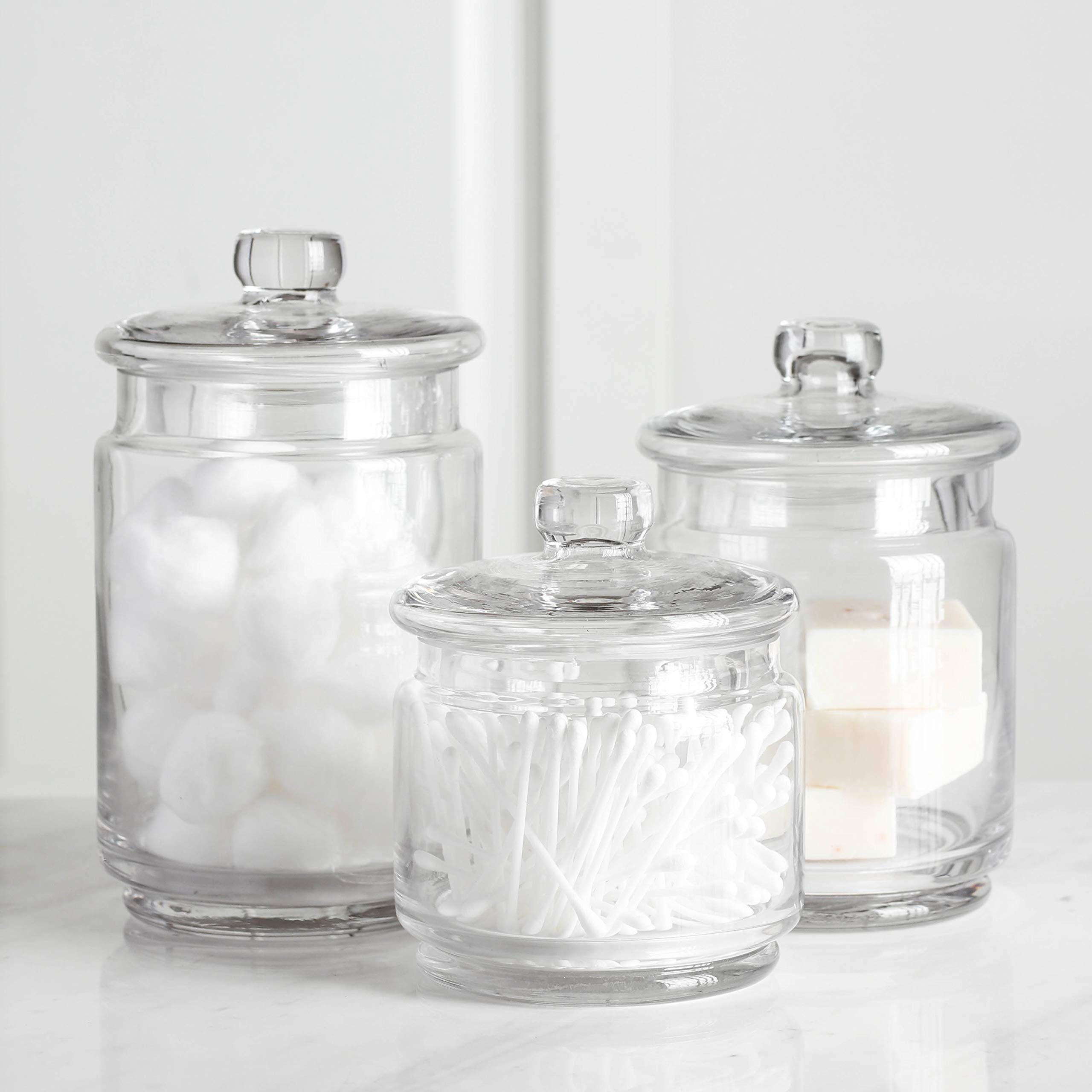 Clear Glass Apothecary Jars-Cotton Jar-Bathroom Storage
