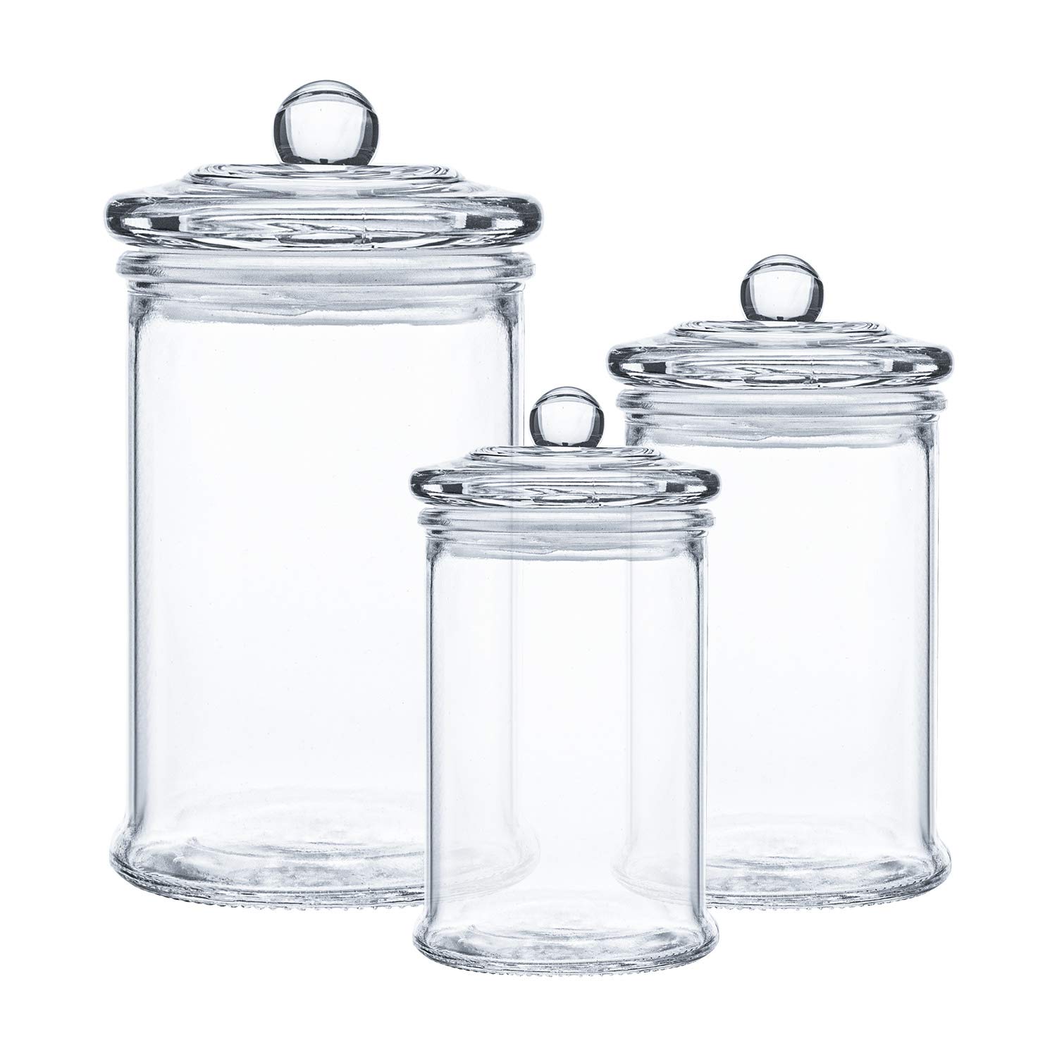 Apothecary Jars with Lids, Clear Canisters Set Bathroom Storage