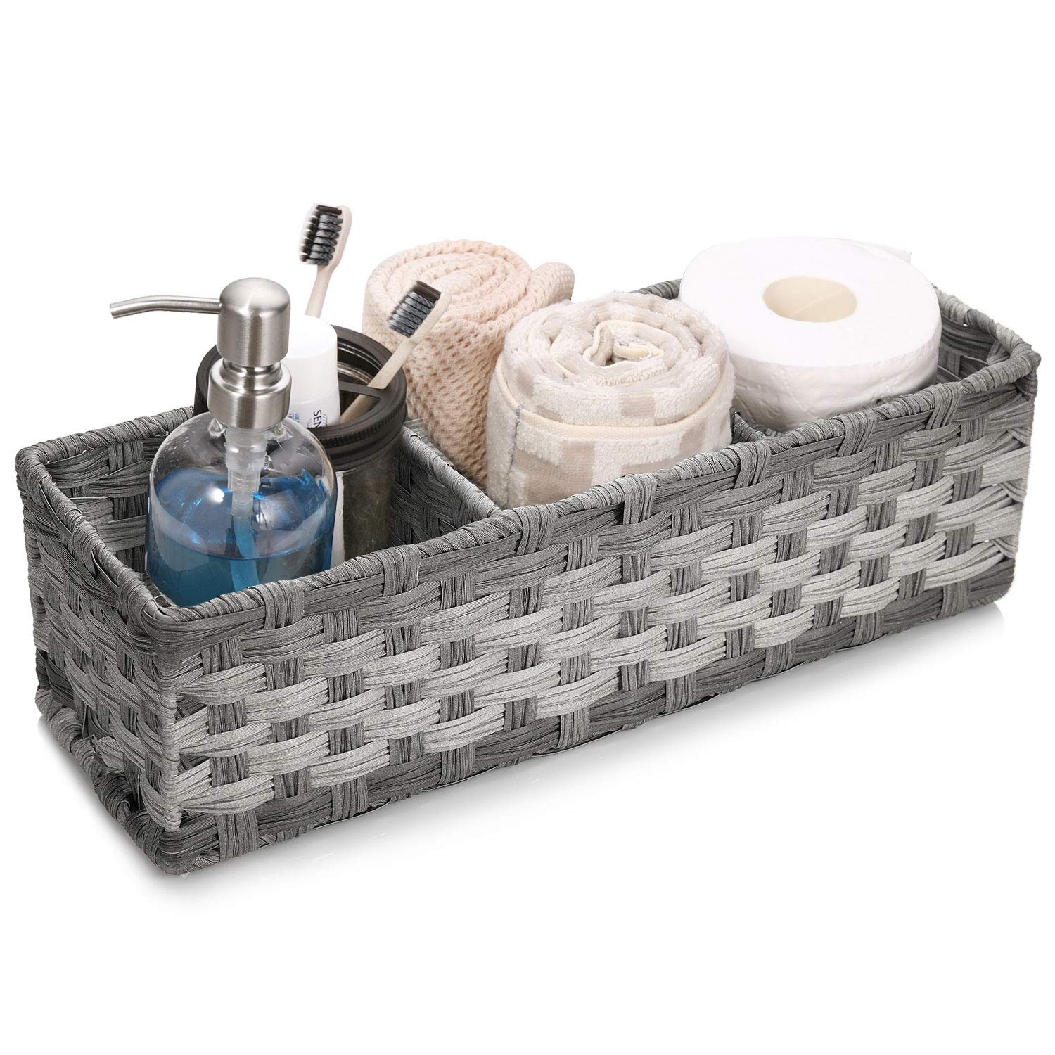 [Larger Compartments] Toilet Paper Basket for Tank Topper