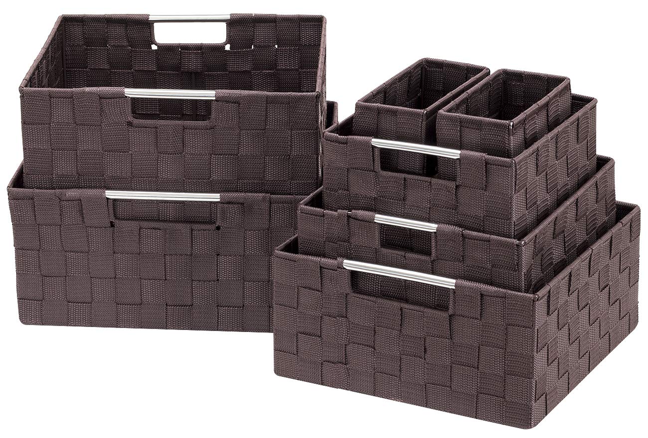 Woven Basket Bin Container Tote Cube Organizer Set