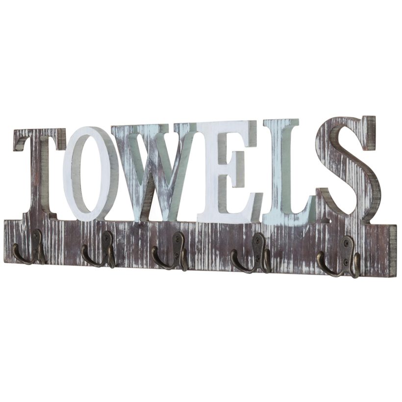 Dual-Hook Towel Hanging Rack with Cutout Letters