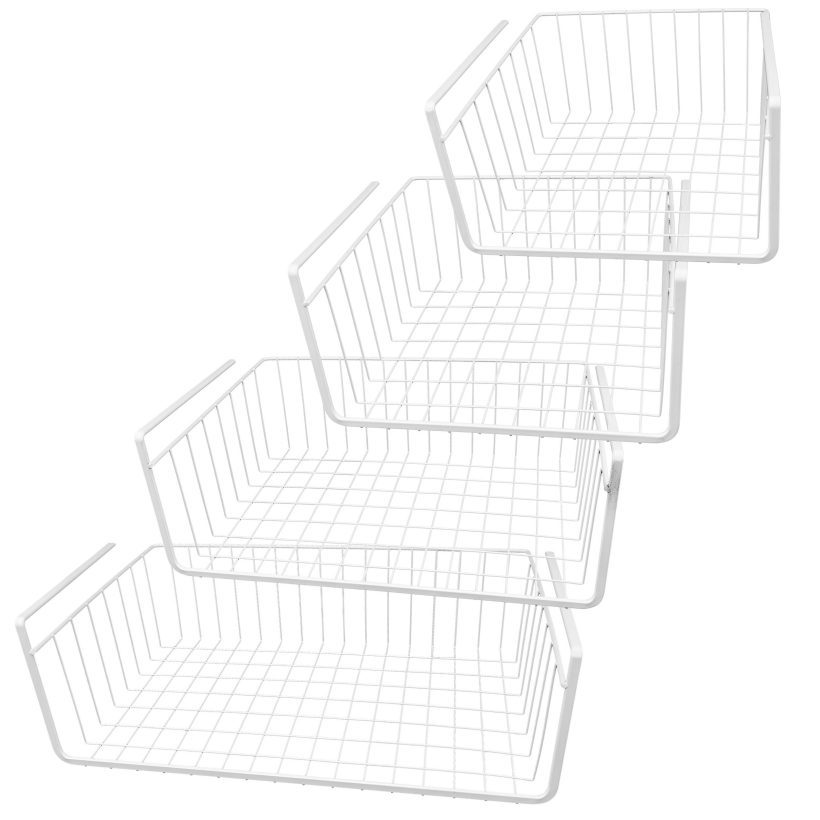 White Wire Under Shelf Storage Basket 4-Piece Set