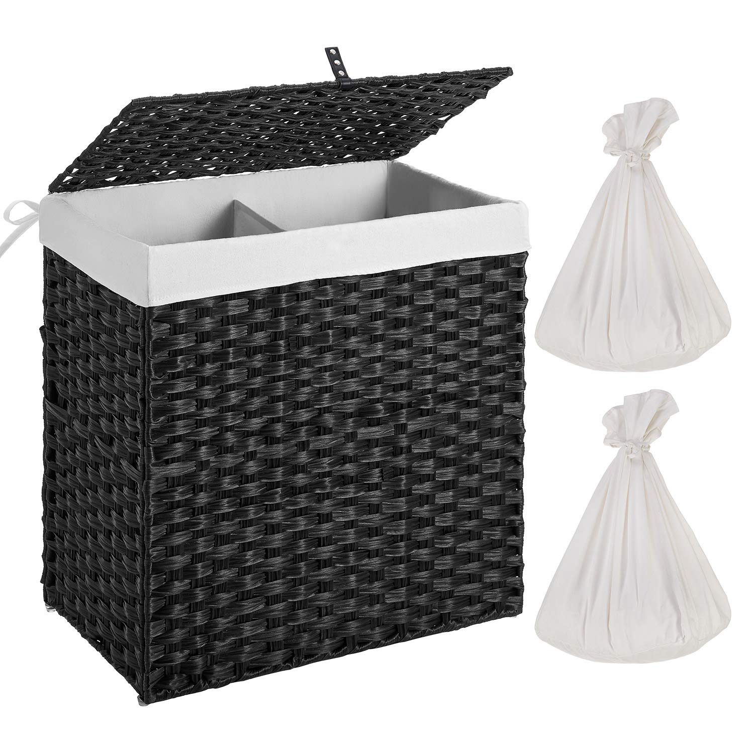 Synthetic Rattan Laundry Basket with Lid and Handles