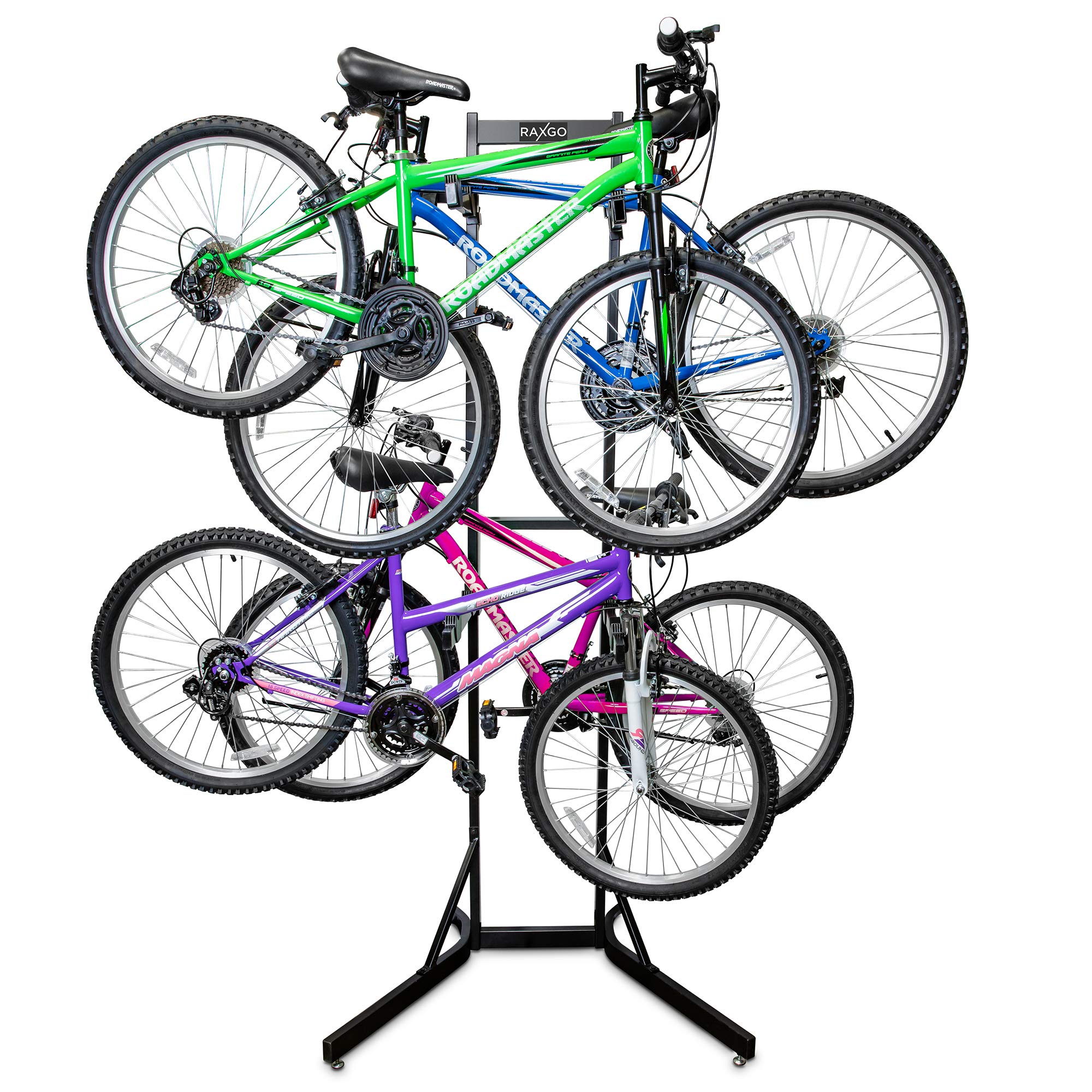 RaxGo Bike Storage Rack, 4 Bicycle Garage Floor Stand