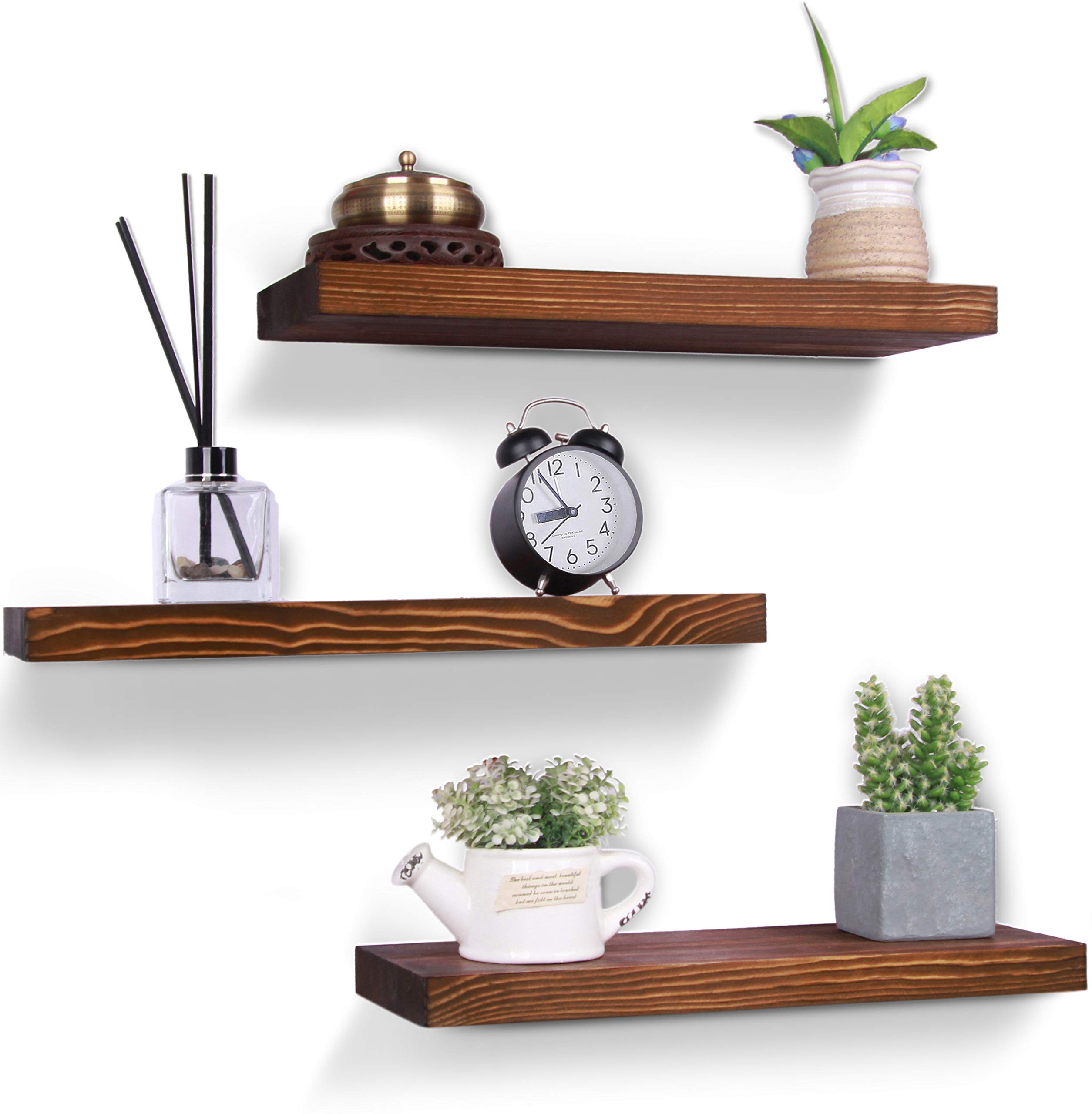 HXSWY Rustic Wood Floating Shelves Farmhouse Wooden Wall Shelves