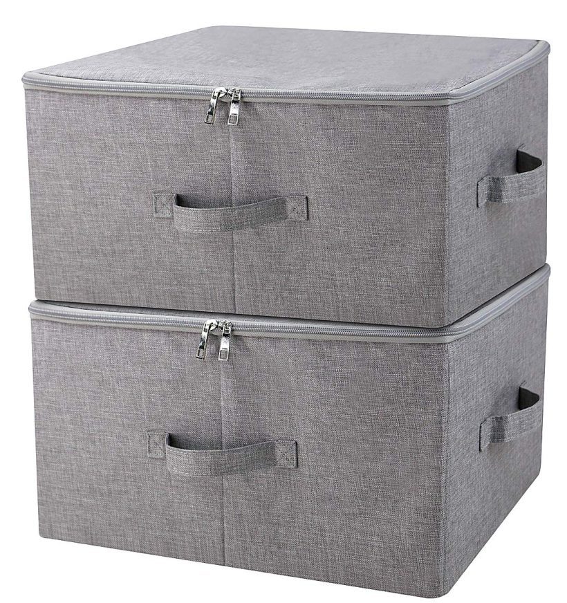 Folding Storage Box with Zip Lid and Handles