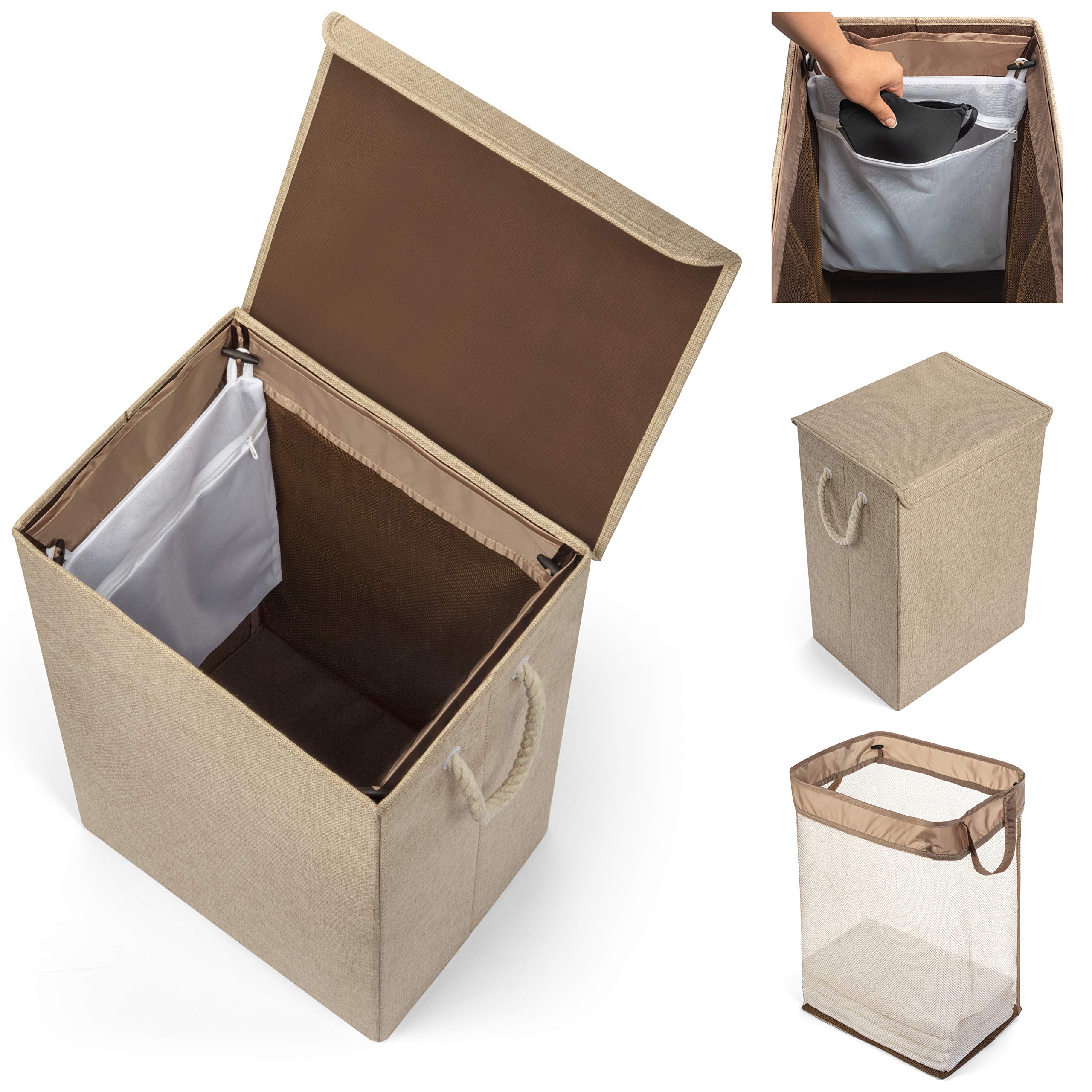 Collapsible Laundry Hamper with Lid and Liner