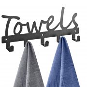 Towel Racks 5 Hooks Black Sandblasted Robe Hooks Wall Mount