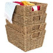 Best Choice Products Rustic Set Of 4, Multipurpose Stackable Seagrass