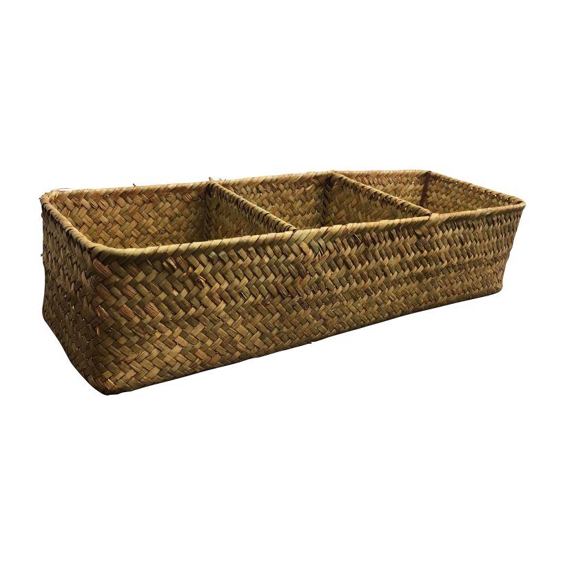 LA Rectangular Woven Seagrass Storage Basket and Home Organizer Bins