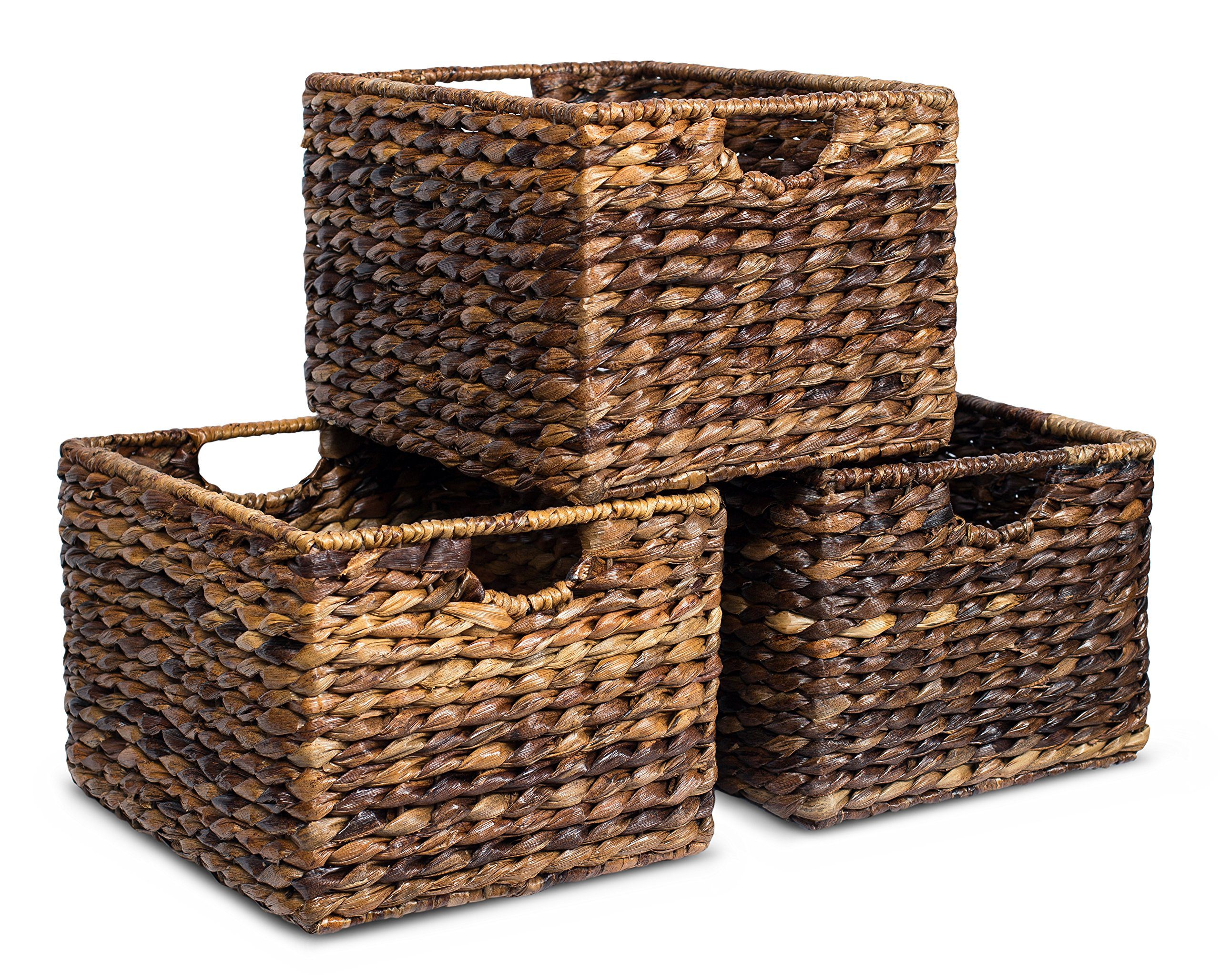 BIRDROCK HOME Woven Storage Shelf Organizer Baskets with Handles